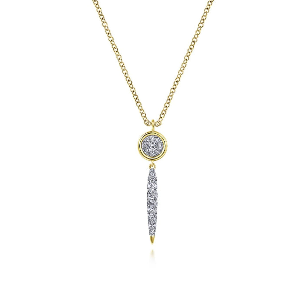 Gabriel & Co. Round Cluster Diamond and Spike Drop Pendant Necklace