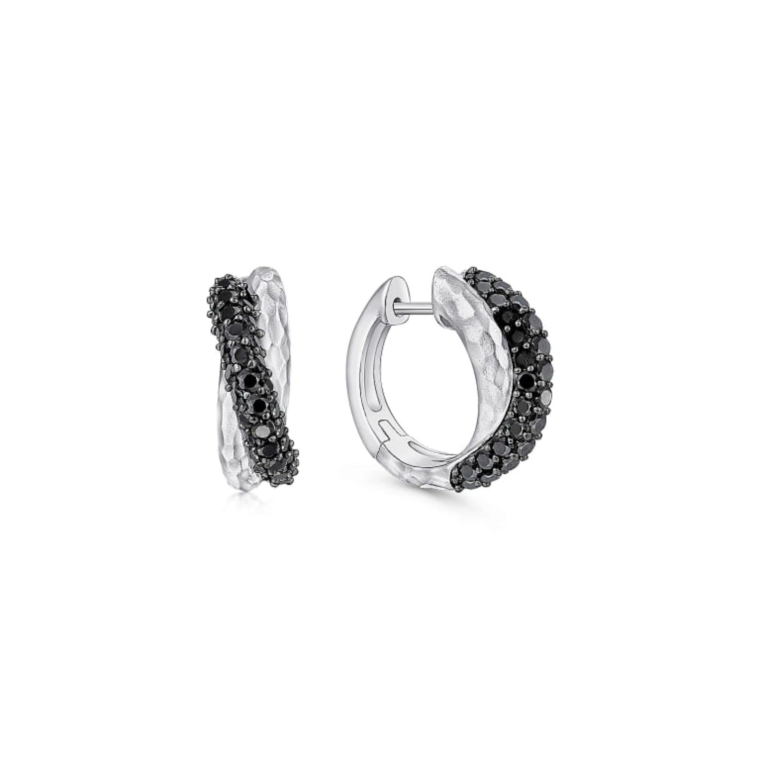 Gabriel & Co. Sterling Silver Black Spinel Twist Hoop Earrings