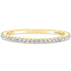 Kirk Kara Yellow Gold "Pirouetta" Simple Prong Set Diamond Wedding Band Front View