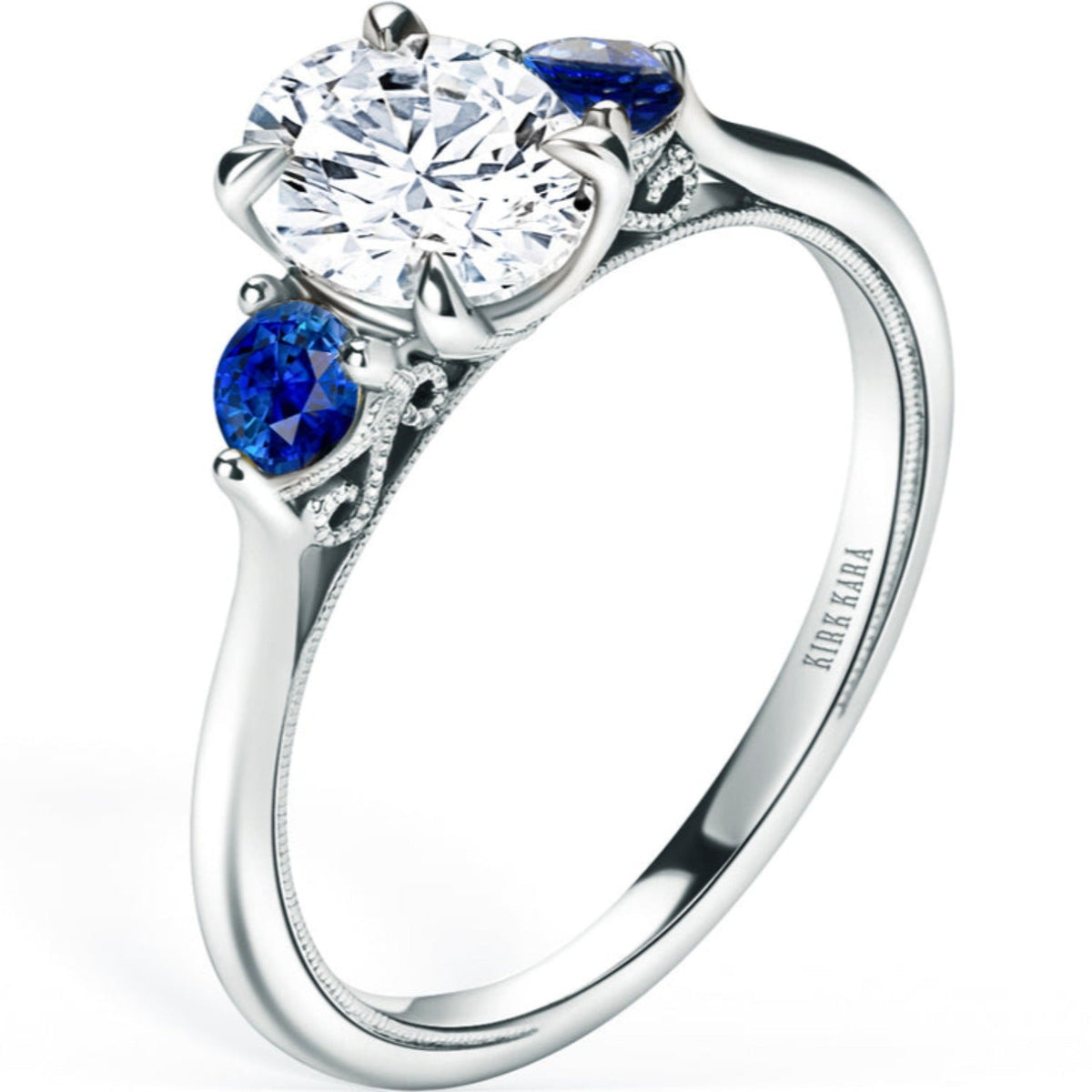 Kirk Kara Stella Three Stone Blue Sapphire Engagement Ring - K402BV8X6 ...