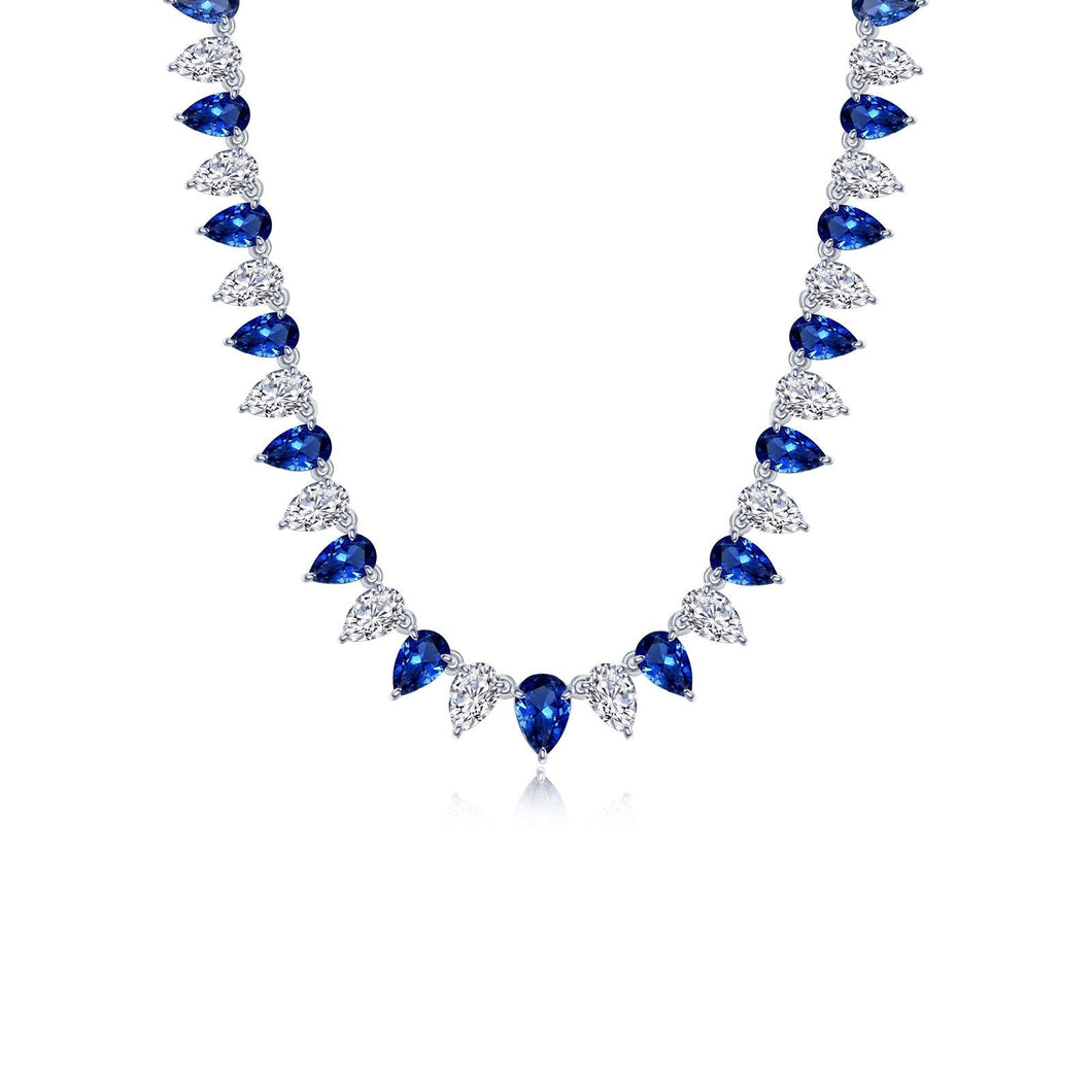 Lafonn 38 Carat Fancy Lab-Grown Sapphire & Simulated Diamond Pear Cut Tennis Choker Necklace