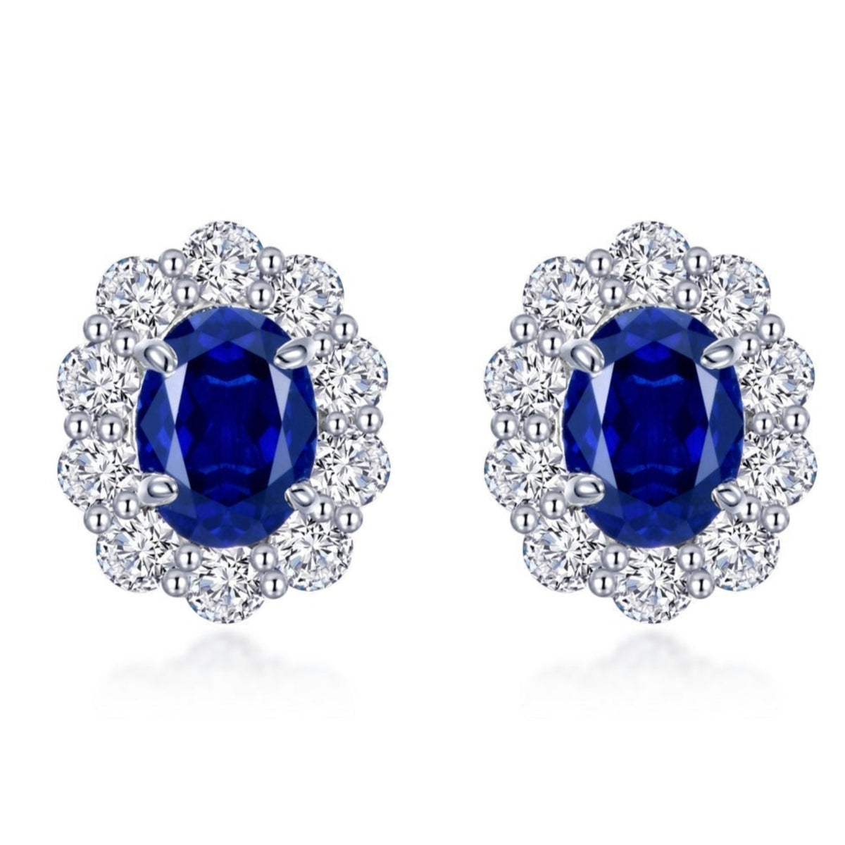 Lafonn Lab-Grown Blue Sapphire & Simulated Diamond Halo Stud Earrings ...