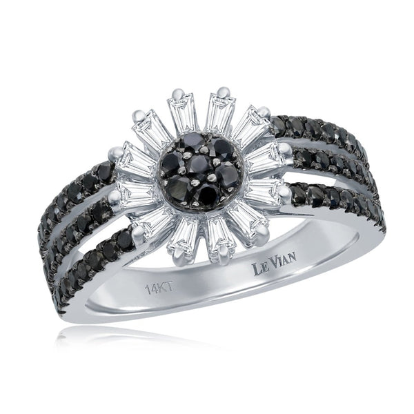 LEVEN FANCY 925 Solid Sterling Silver Black Drip Glaze Enamel Ring Wedding  White Zirconia CZ Jewelry Flower Engagement Ring