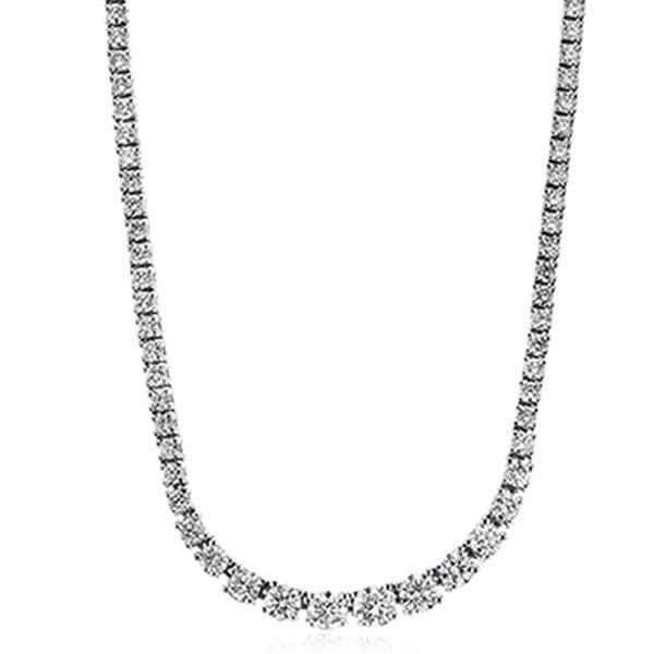 Simon G. 18K White Gold Graduating Diamond Riviera Necklace