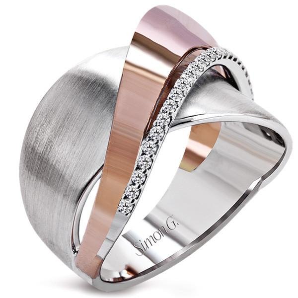 Simon G. Men's Two-Tone Rose & White Diamond Ring