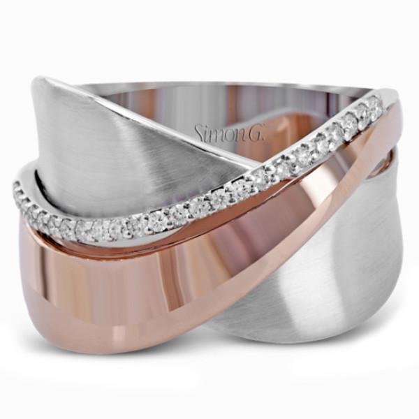 Simon G. Men's Two-Tone Rose & White Diamond Ring