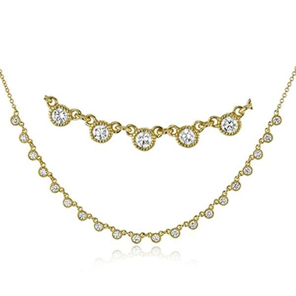 Simon G. 18K Yellow Gold Milgrain Bezel Diamond Choker Necklace